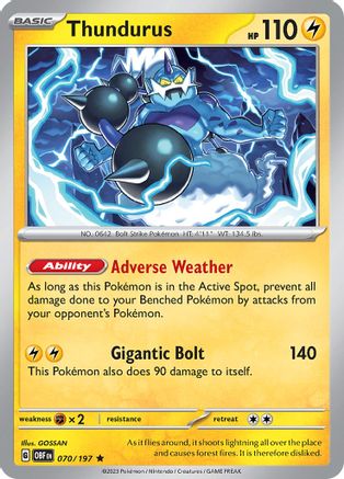 Thundurus (70) Reverse Holofoil [SV: Obsidian Flames] Pokemon Single Pokémon