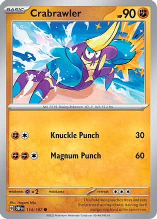Crabrawler (114) Reverse Holofoil [SV: Obsidian Flames] Pokemon Single Pokémon