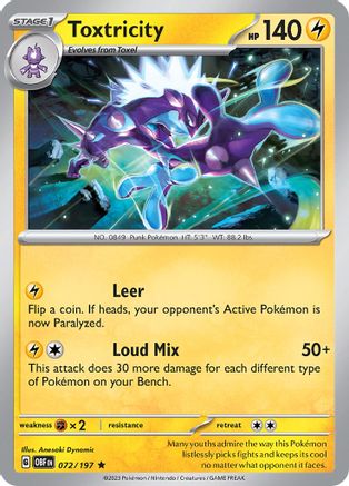 Toxtricity (72) Reverse Holofoil [SV: Obsidian Flames] Pokemon Single Pokémon