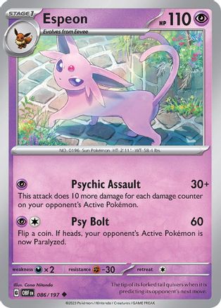 Espeon (86) Reverse Holofoil [SV: Obsidian Flames] Pokemon Single Pokémon