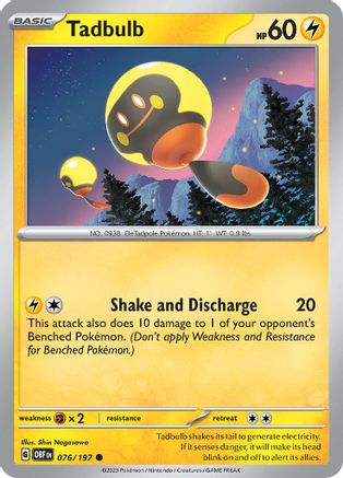 Tadbulb 076/197 Reverse Holofoil [SV: Obsidian Flames] Pokemon Single Pokémon