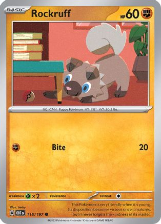 Rockruff (116) Reverse Holofoil [SV: Obsidian Flames] Pokemon Single Pokémon