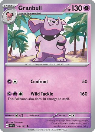 Granbull (88) Reverse Holofoil [SV: Obsidian Flames] Pokemon Single Pokémon