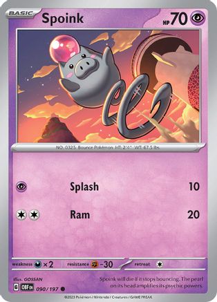 Spoink (90) Reverse Holofoil [SV: Obsidian Flames] Pokemon Single Pokémon