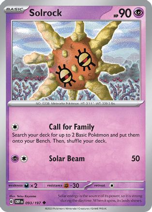 Solrock (93) Reverse Holofoil [SV: Obsidian Flames] Pokemon Single Pokémon