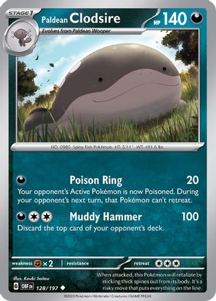 Paldean Clodsire - 128/197 Reverse Holofoil [SV: Obsidian Flames] Pokemon Single Pokémon