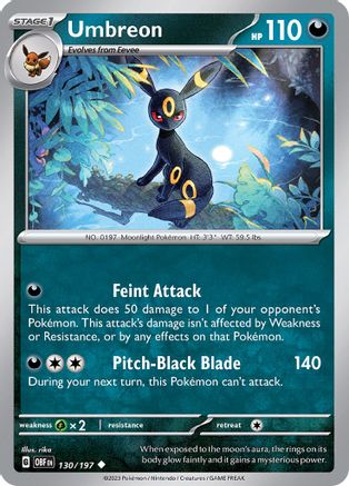 Umbreon (130) Reverse Holofoil [SV: Obsidian Flames] Pokemon Single Pokémon