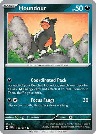 Houndour - 131/197 Reverse Holofoil [SV: Obsidian Flames] Pokemon Single Pokémon