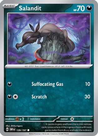 Salandit (139) Reverse Holofoil [SV03 Obsidian Flames] Pokemon Single Pokémon