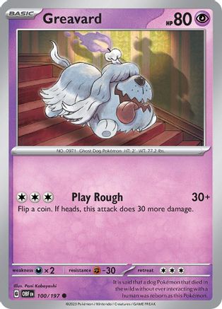 Greavard - 100/197 (100) - [SV: Obsidian Flames] Pokemon Single Pokémon