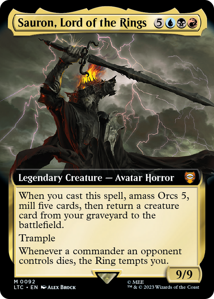 Sauron, Lord of the Rings (LTC-092) [Tales of Middle-earth Commander] (Extended Art) MTG Single Wizards of the Coast