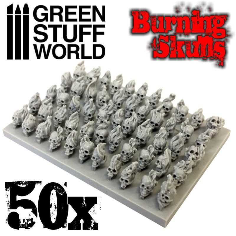 Green Stuff World: 50x Resin Burning Skulls