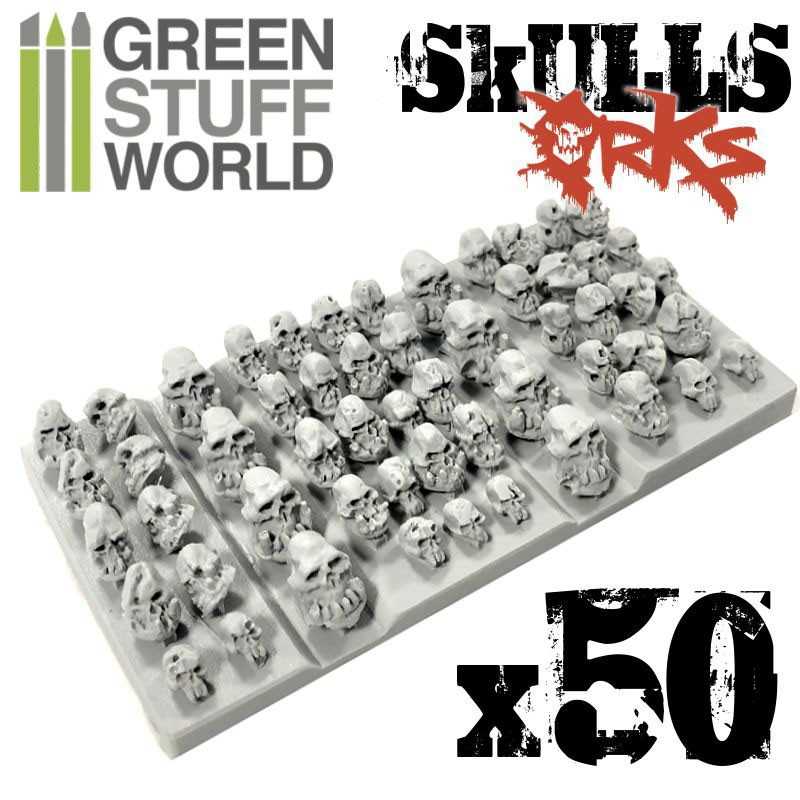 Green Stuff World: 50x Resin ORK Skulls Model Tools & Glue Green Stuff World