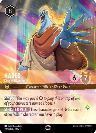 Hades - King of Olympus (Enchanted) (205/204) [The First Chapter] Holofoil Lorcana Single Disney