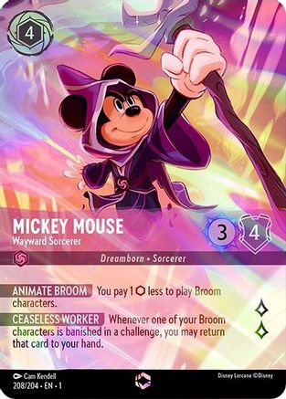Mickey Mouse - Wayward Sorcerer (Enchanted) (208/204) [The First Chapter] Holofoil Lorcana Single Disney