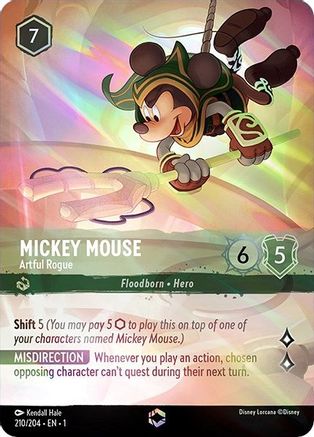 Mickey Mouse - Artful Rogue (Enchanted) (210/204) [The First Chapter] Holofoil Lorcana Single Disney