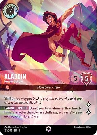 Aladdin - Heroic Outlaw (Enchanted) (211/204) [The First Chapter] Holofoil Lorcana Single Disney
