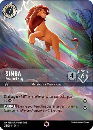 Simba - Returned King (Enchanted) (215/204) [The First Chapter] Holofoil Lorcana Single Disney