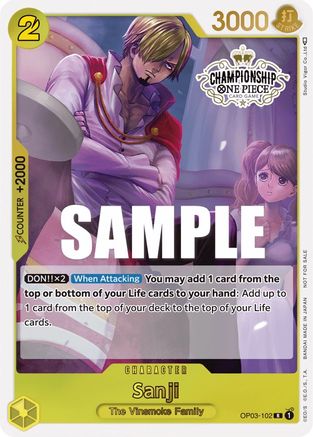Sanji (Store Championship Participation Pack Vol. 2) (OP03-102) [One Piece Promotion Cards] Foil One Piece Single Bandai