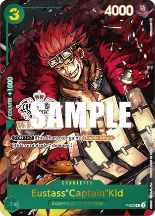 Eustass"Captain"Kid (Store Championship Vol. 2 Winner) (P-003) [One Piece Promotion Cards] Foil One Piece Single Bandai