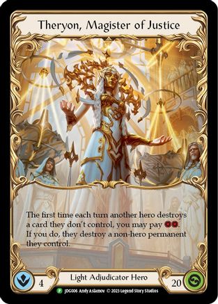 Theryon, Magister of Justice [JDG006] (Promo)  Cold Foil Flesh And Blood Single Flesh And Blood   