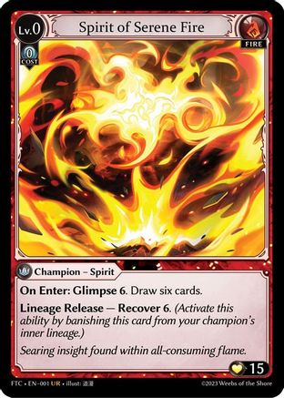 Spirit of Serene Fire (001) [Fractured Crown] Foil Grand Archive Single Weebs of the Shore