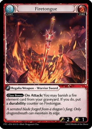 Firetongue (013) [Fractured Crown] Foil Grand Archive Single Weebs of the Shore