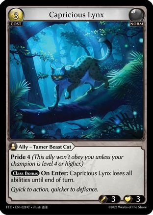Capricious Lynx (028) [Fractured Crown] Grand Archive Single Weebs of the Shore