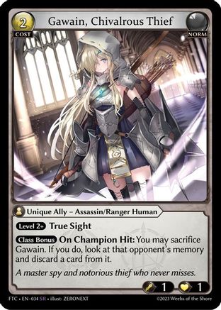 Gawain, Chivalrous Thief (034) [Fractured Crown] Foil Grand Archive Single Weebs of the Shore