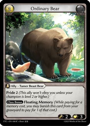 Ordinary Bear (040) [Fractured Crown] Foil Grand Archive Single Weebs of the Shore