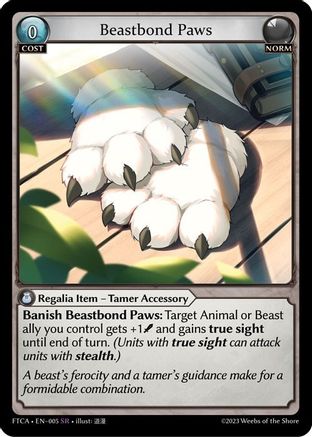 Beastbond Paws (005) [Fractured Crown] Foil Grand Archive Single Weebs of the Shore