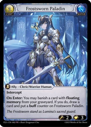 Frostsworn Paladin (002) [Promotional Cards] Grand Archive Single Weebs of the Shore