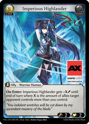 Imperious Highlander (005) [Promotional Cards] Foil Grand Archive Single Weebs of the Shore