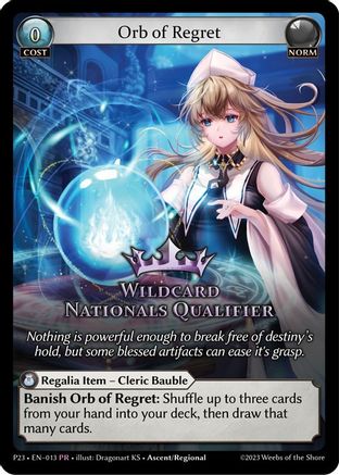 Orb of Regret (013) [Promotional Cards] Foil Grand Archive Single Weebs of the Shore