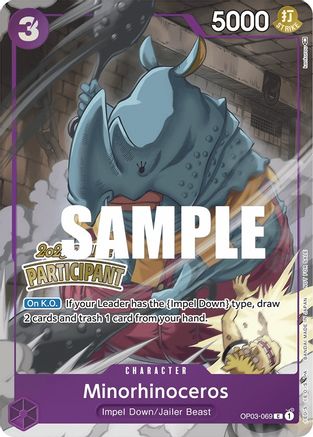 Minorhinoceros (Online Regional 2023) [Participant] (OP03-069) [One Piece Promotion Cards] Foil One Piece Single Bandai