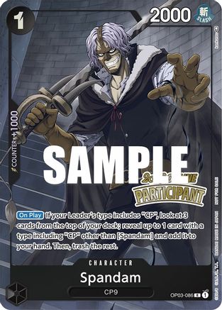 Spandam (Online Regional 2023) [Participant] (OP03-086) [One Piece Promotion Cards] Foil One Piece Single Bandai
