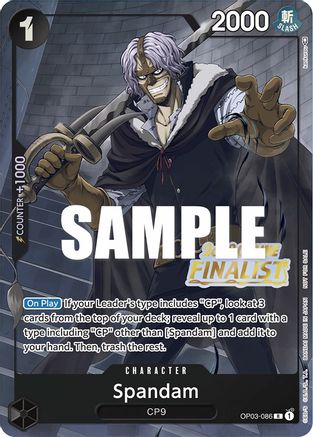 Spandam (Online Regional 2023) [Finalist] (OP03-086) [One Piece Promotion Cards] Foil One Piece Single Bandai