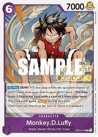 Monkey.D.Luffy (Judge Pack Vol. 2) (OP03-070) [One Piece Promotion Cards] Foil One Piece Single Bandai