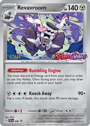 Revavroom - 008 (Prerelease) [Staff] (8) Holofoil [Promos: SV Promo Cards] Pokemon Single Pokémon