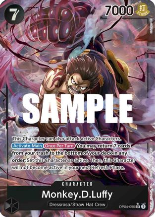 Monkey.D.Luffy (090) (Alternate Art) (OP04-090) [Kingdoms of Intrigue] Foil One Piece Single Bandai