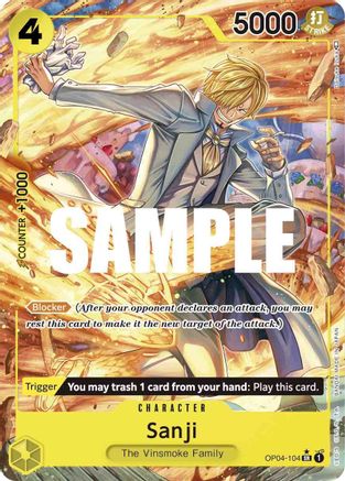 Sanji (104) (Alternate Art) (OP04-104) [Kingdoms of Intrigue] Foil One Piece Single Bandai