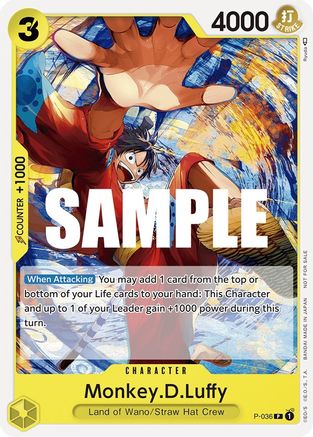 Monkey.D.Luffy (Pre-Release Tournament) (P-036) [One Piece Promotion Cards] One Piece Single Bandai