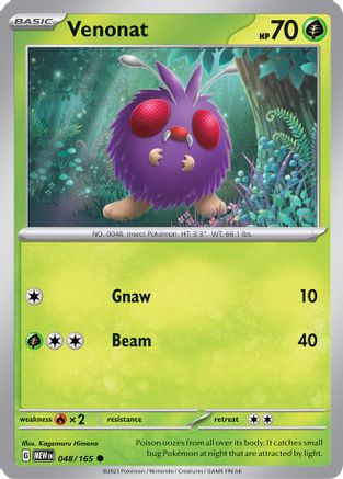 Venonat (48) Reverse Holofoil [SV: Scarlet & Violet 151] Pokemon Single Pokémon