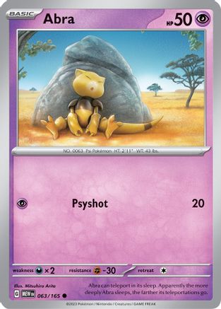 Abra (63) [SV: Scarlet & Violet 151] Pokemon Single Pokémon