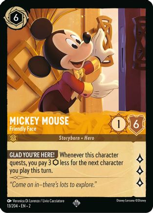 Mickey Mouse - Friendly Face (13/204) [Rise of the Floodborn] Lorcana Single Disney