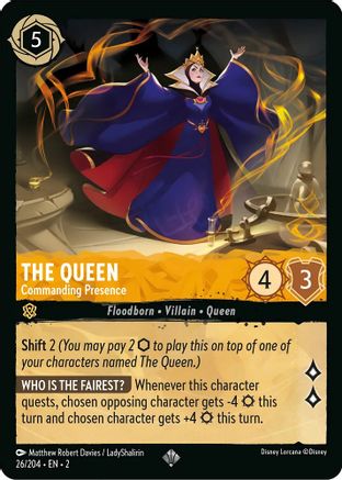 The Queen - Commanding Presence (26/204) [Rise of the Floodborn] Cold Foil Lorcana Single Disney