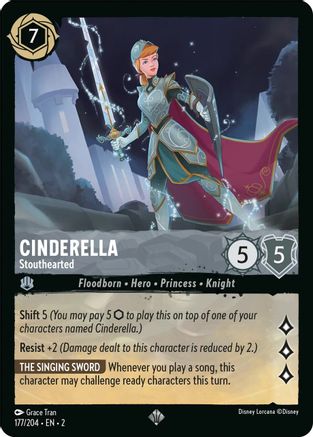 Cinderella - Stouthearted (177/204) [Rise of the Floodborn] Cold Foil Lorcana Single Disney