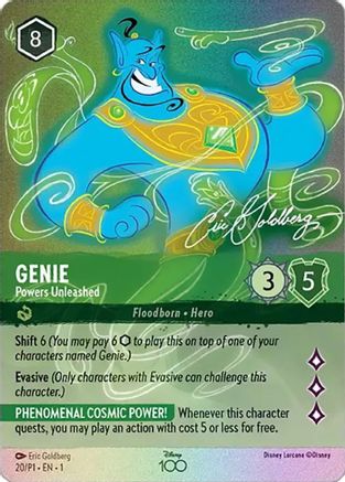 Genie - Powers Unleashed (Alternate Art) (20) [Disney100 Promos] Holofoil Lorcana Single Disney