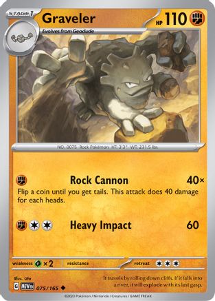 Graveler (75) Reverse Holofoil [SV: Scarlet & Violet 151] Pokemon Single Pokémon
