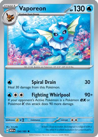 Vaporeon (134) Holofoil [SV: Scarlet & Violet 151] Pokemon Single Pokémon